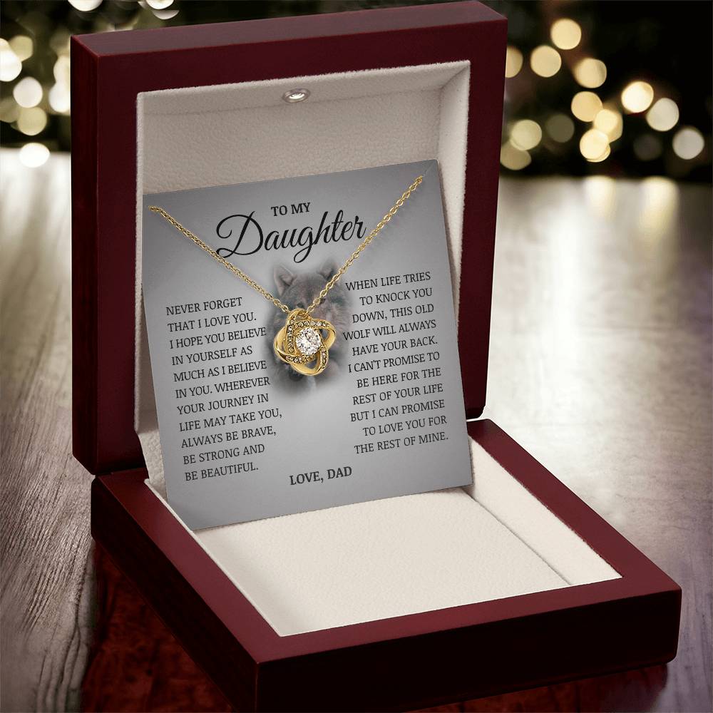 To My Daughter "I Believe In You" Love Knot Necklace