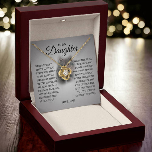 To My Daughter "I Believe In You" Love Knot Necklace