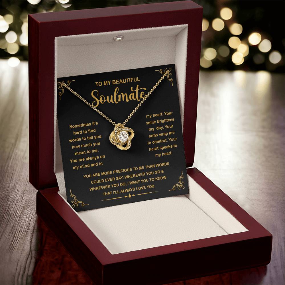 To My Beautiful Soulmate "More Precious Than Words" Love Knot Necklace