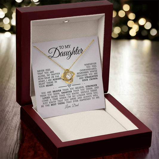 To My Daughter "You Are Loved More Than You Know" Love Knot Necklace