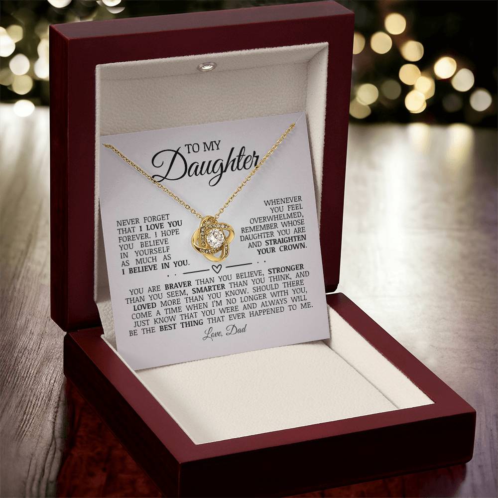 To My Daughter "You Are Loved More Than You Know" Love Knot Necklace