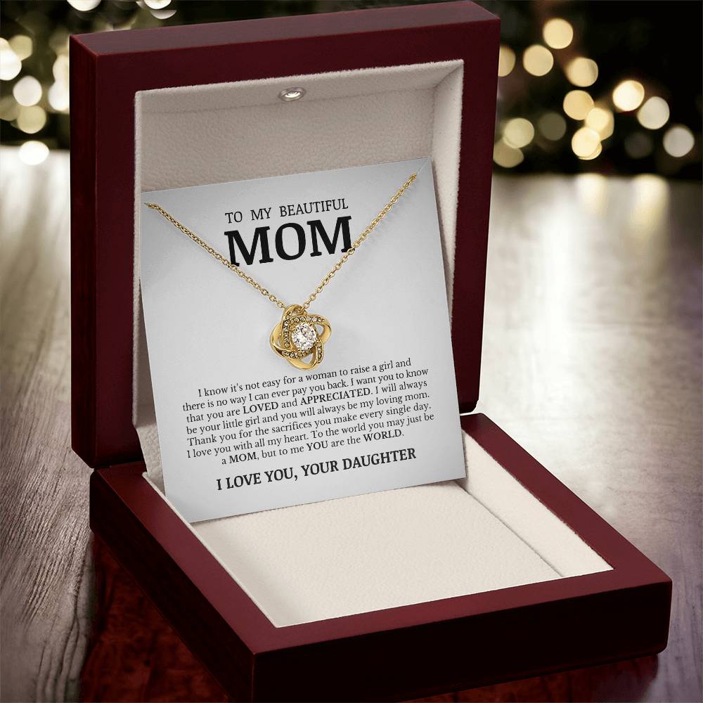 To My Beautiful Mom, Love Knot Necklace