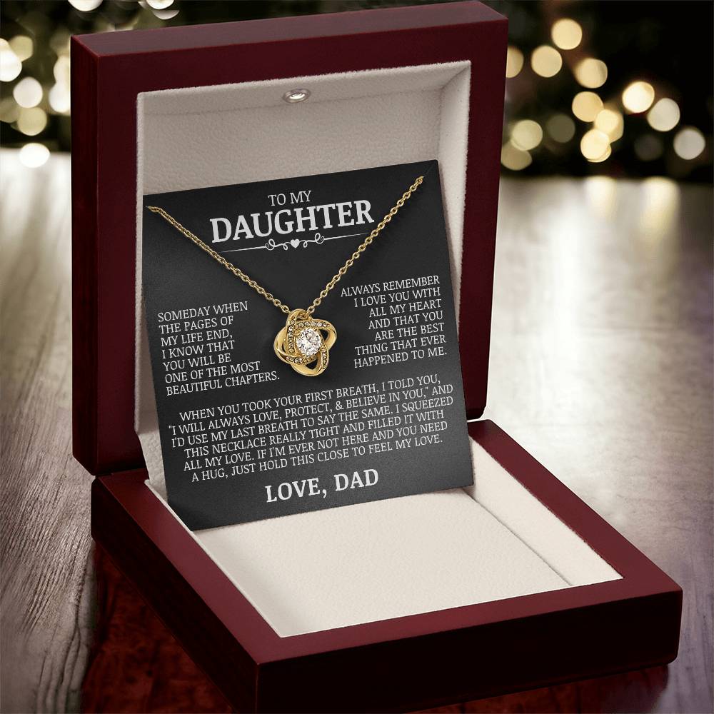 To My Daughter "Always Remember I Love You" Love Knot Necklace