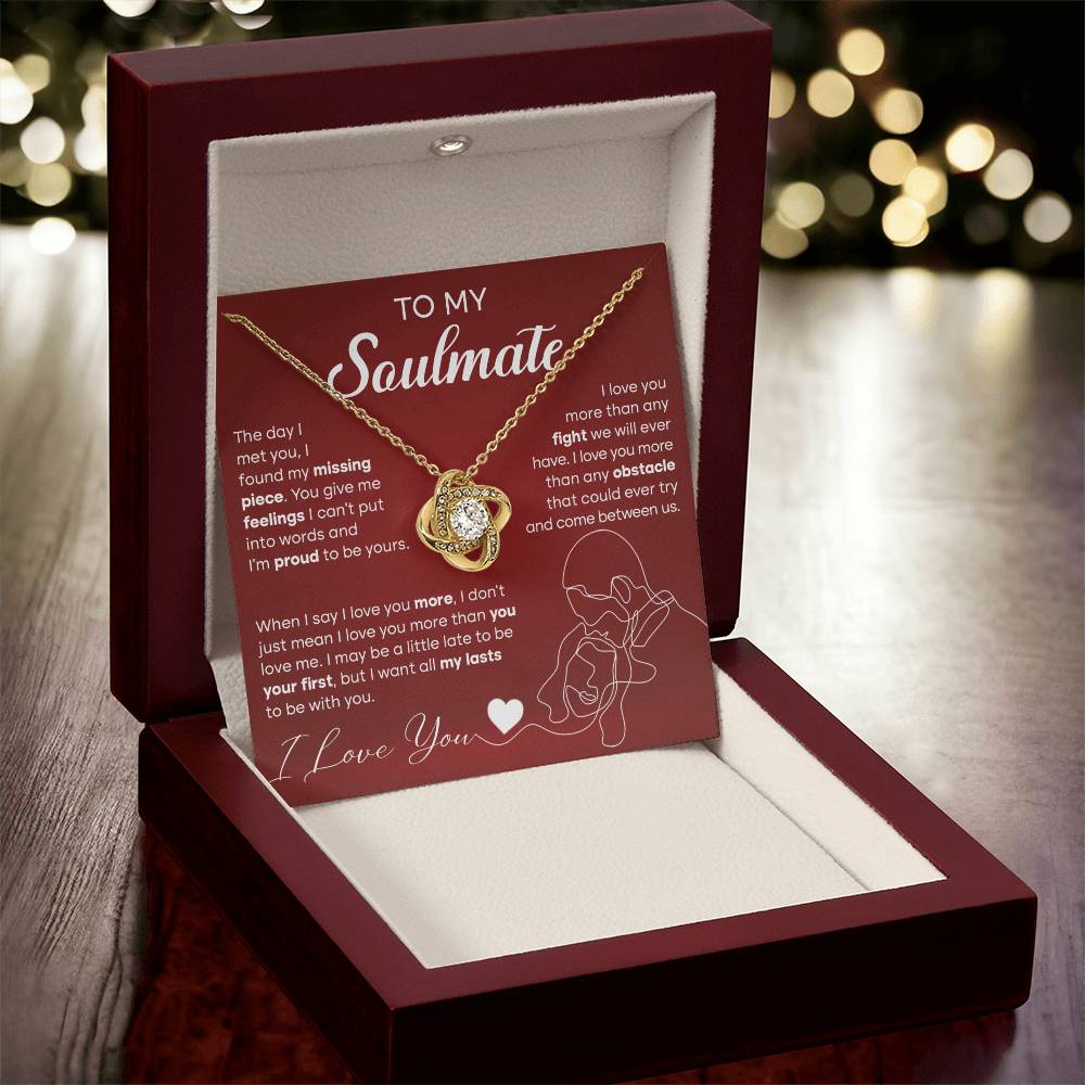 To My Soulmate "My Missing Piece" Love Knot Necklace