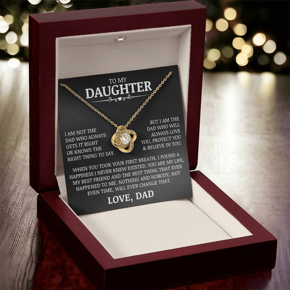 To My Daughter "Love You, Protect You & Believe In You" Love Knot Necklace