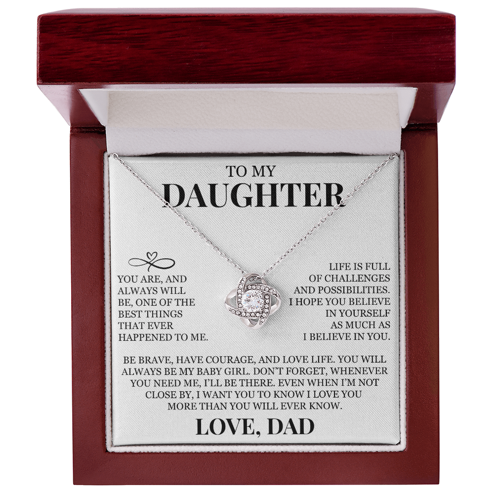 To My Daughter "I Believe In You" Love Knot Necklace