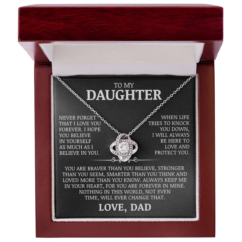 To My Daughter "I Believe In You" Love Knot Necklace