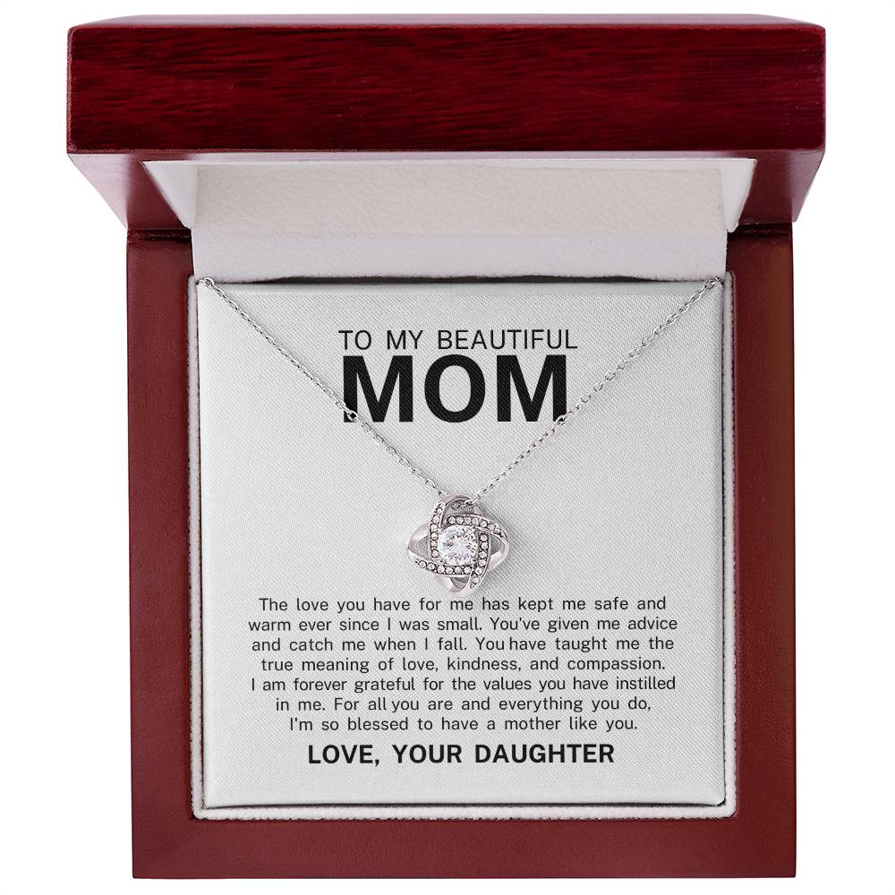 To My Beautiful Mom, Love Knot Necklace
