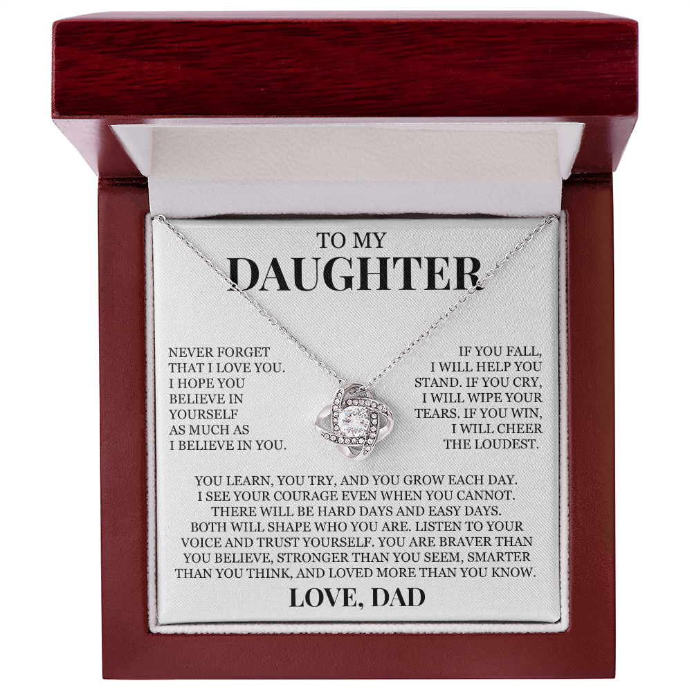 To My Daughter "Never Forget That I Love You" Love Knot Necklace