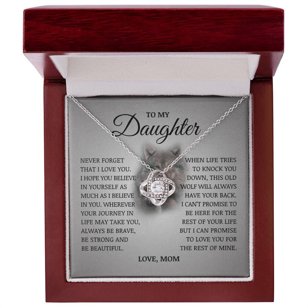 To My Daughter "I Believe In You" Love Knot Necklace
