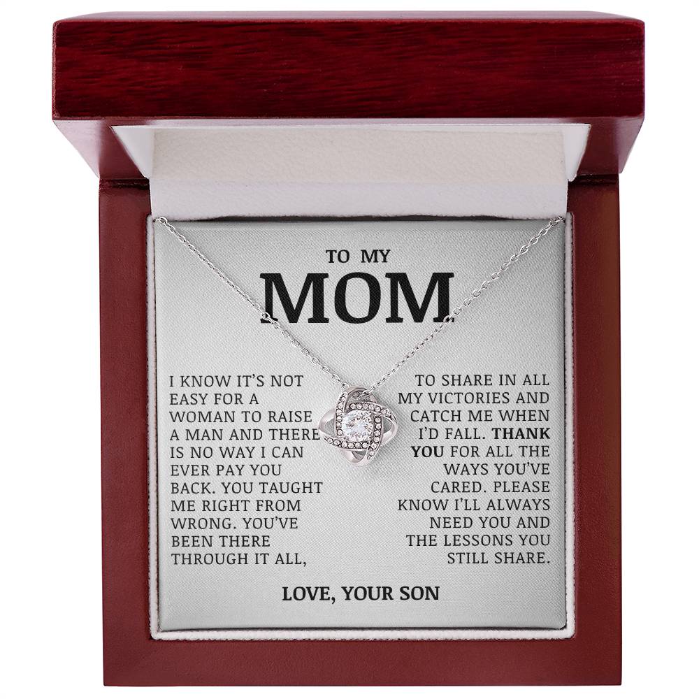 To My Mom "You've Been Through it All" Love Knot Necklace