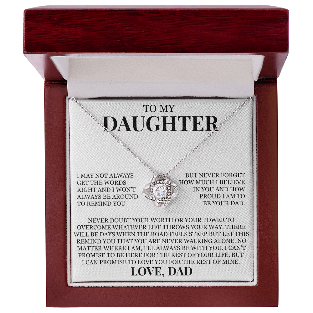 To My Daughter "I'll Always Be With You" Love Knot Necklace