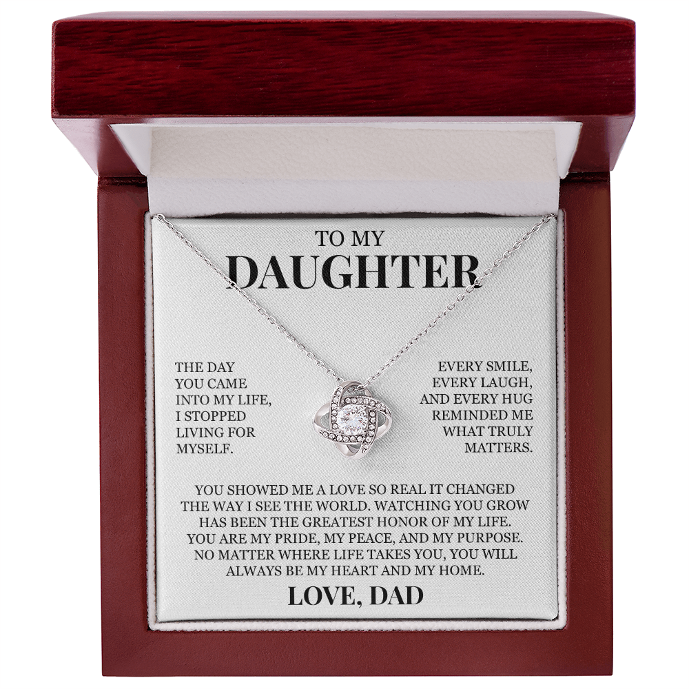 To My Daughter "My Pride, My Peace and My Purpose" Love Knot Necklace