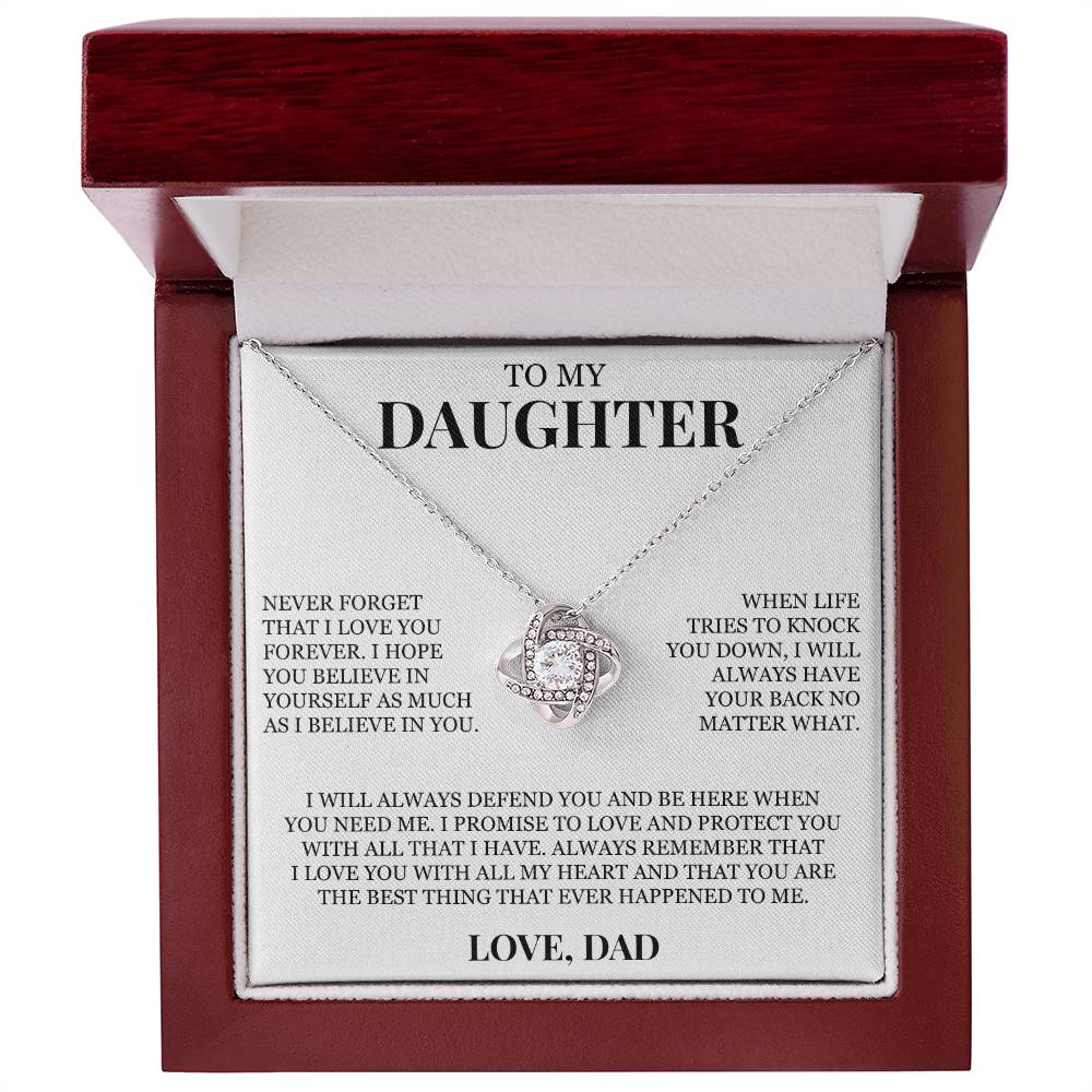 To My Daughter "I Will Always Have Your Back No Matter What" Love Knot Necklace