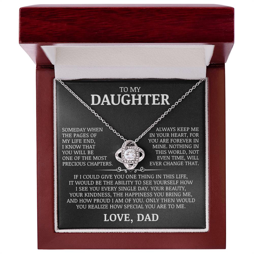 To My Daughter "Always Keep My In Your Heart" Love Knot Necklace