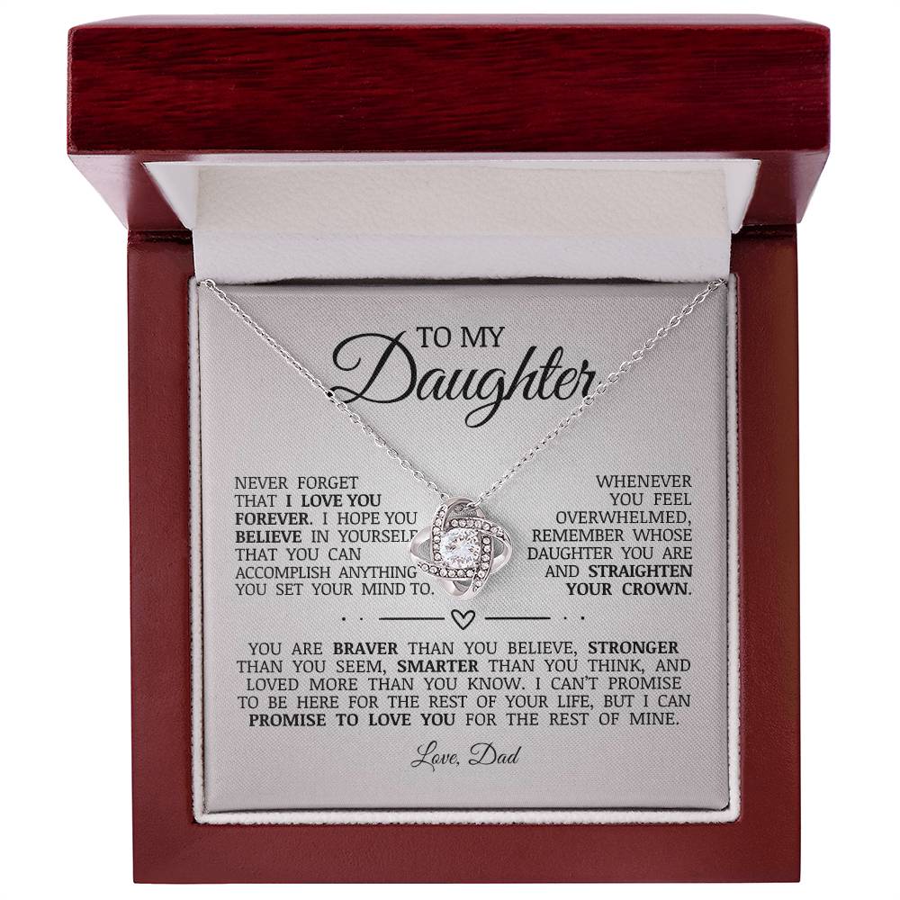 To My Daughter "I Love You Forever" Love Knot Necklace