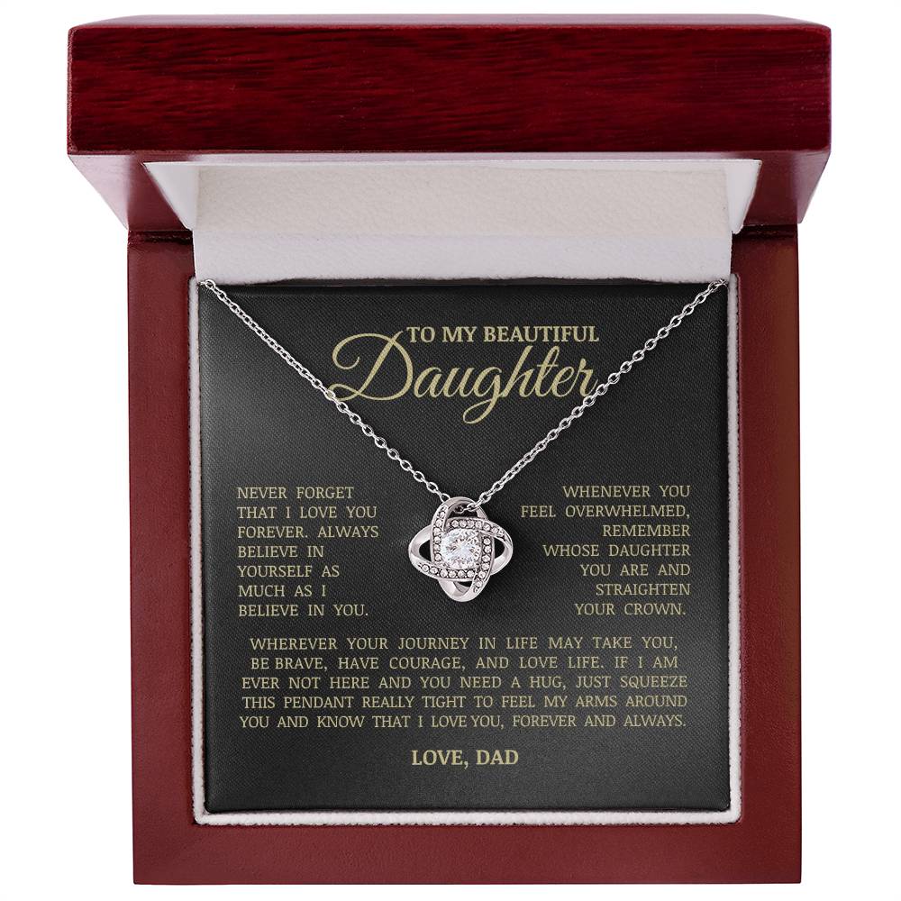 To My Beautiful Daughter "I Love You Forever" Love Knot Necklace