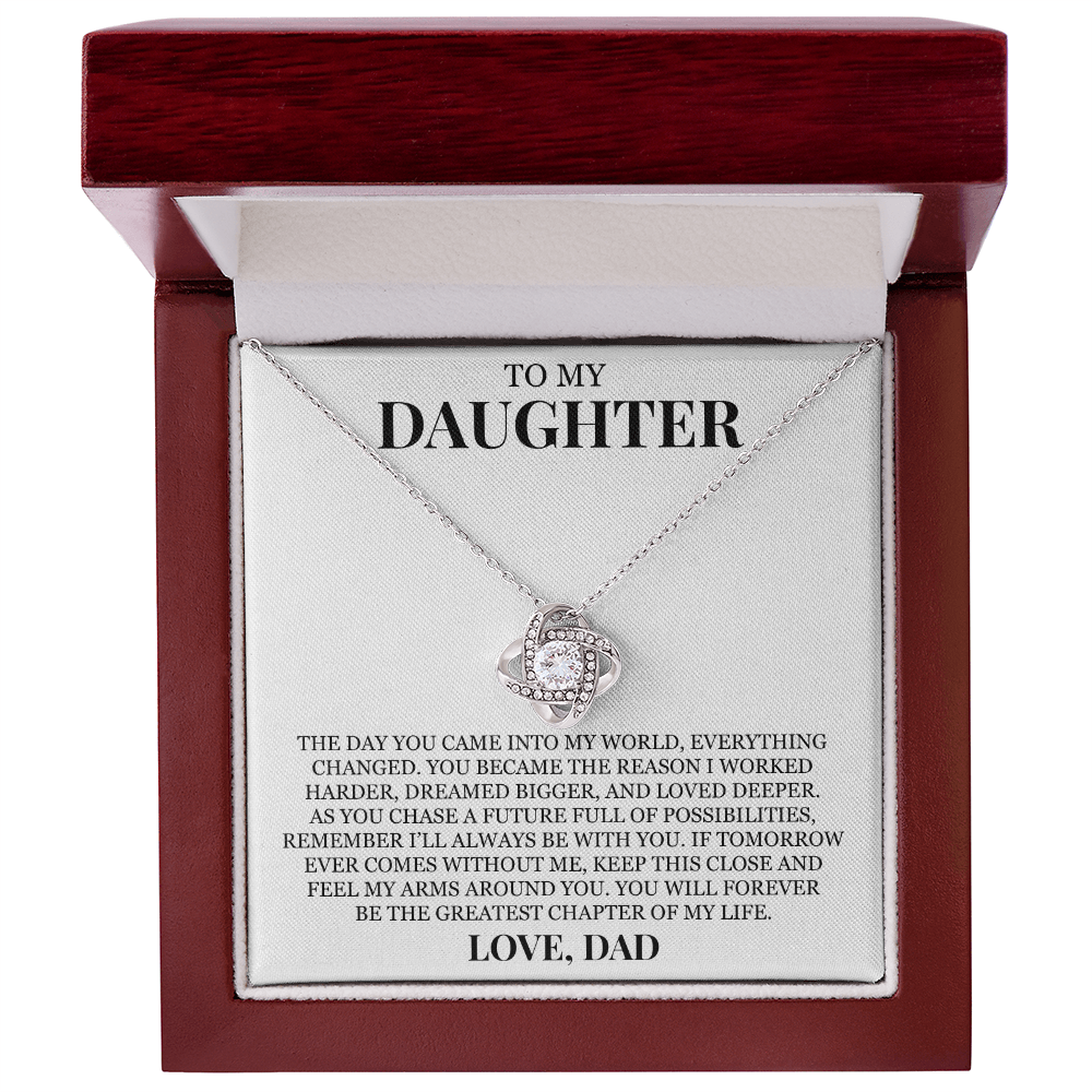 To My Daughter "I'll Always Be With You" Love Knot Necklace