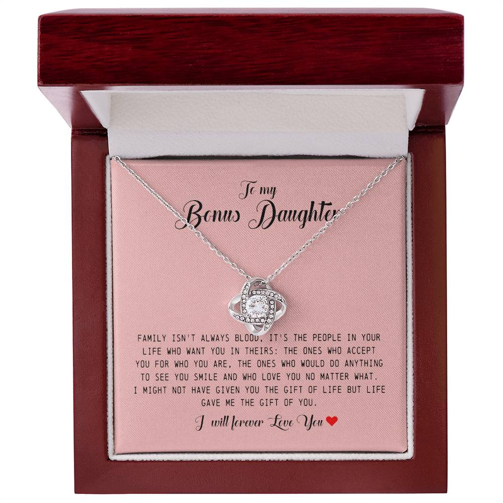 To My Bonus Daughter, Love Knot Necklace