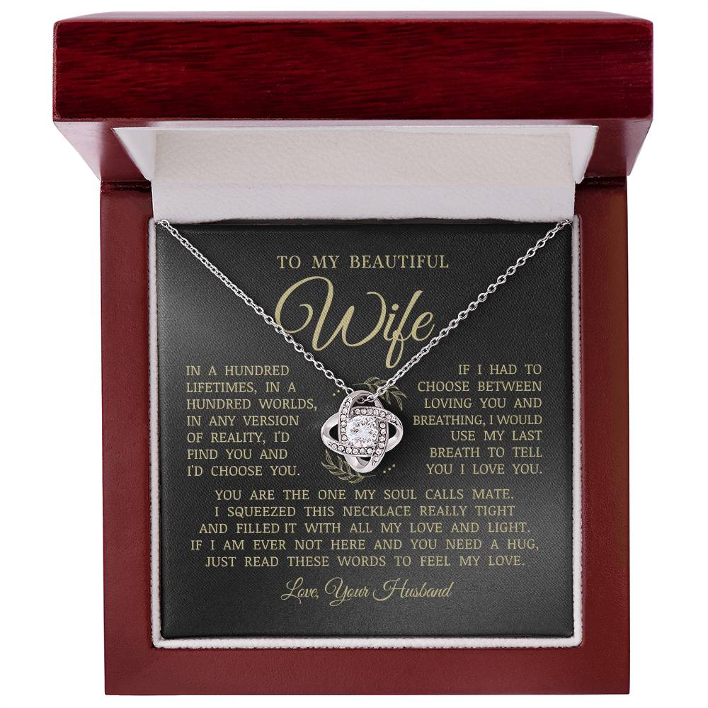 To My Beautiful Wife, Love Knot Necklace