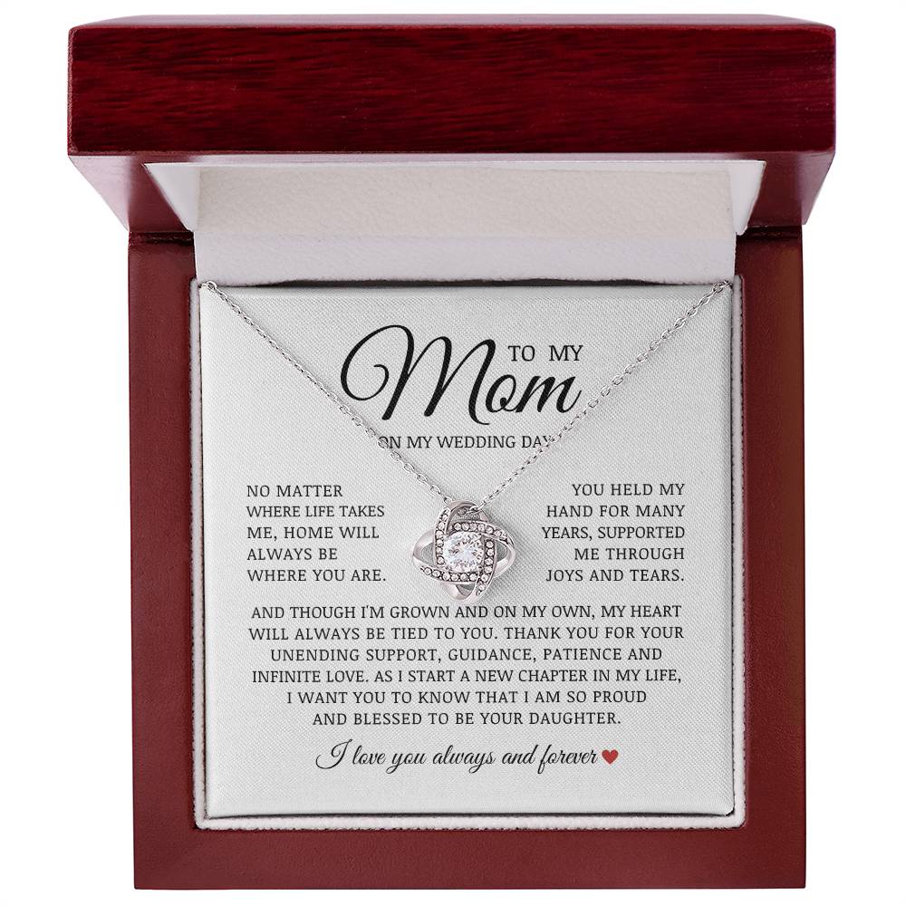 To My Mom on My Wedding Day, Love Knot Necklace