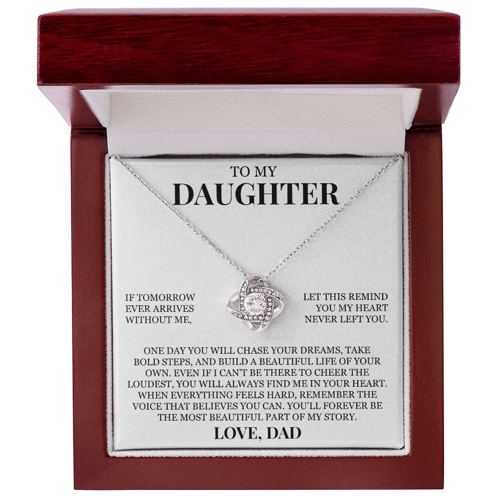 To My Daughter "You'll Forever Be The Most Beautiful Part of My Story" Love Knot Necklace