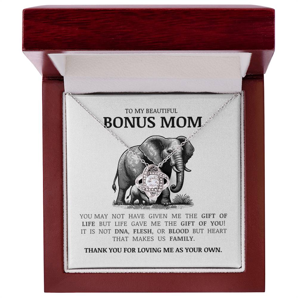To My Bonus Mom "Thank You For Loving Me As Your Own" Love Knot Necklace