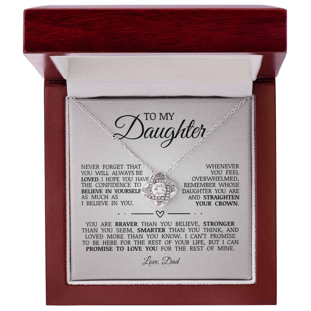 To My Daughter "You Will Always Be Loved" Love Knot Necklace