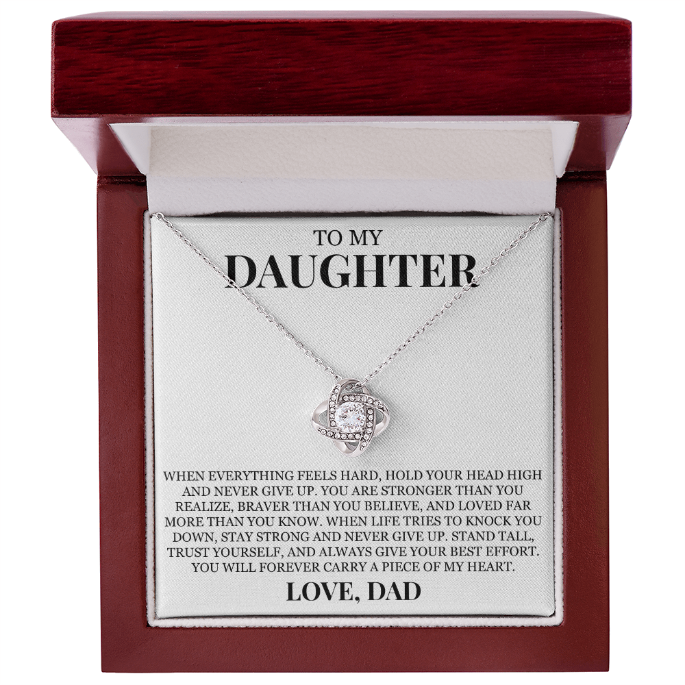 To My Daughter "Hold Your Head High" Love Knot Necklace