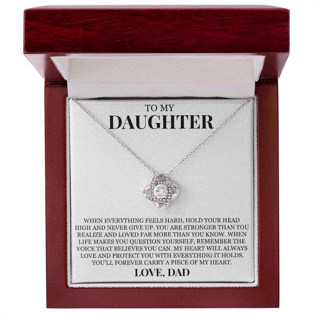 To My Daughter "Hold Your Head High" Love Knot Necklace