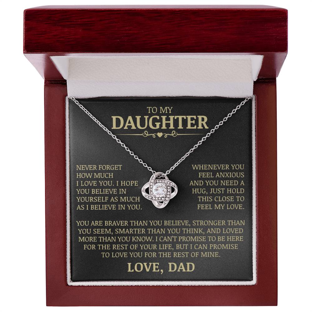 To My Daughter "Never Forget How Much I Love You" Love Knot Necklace