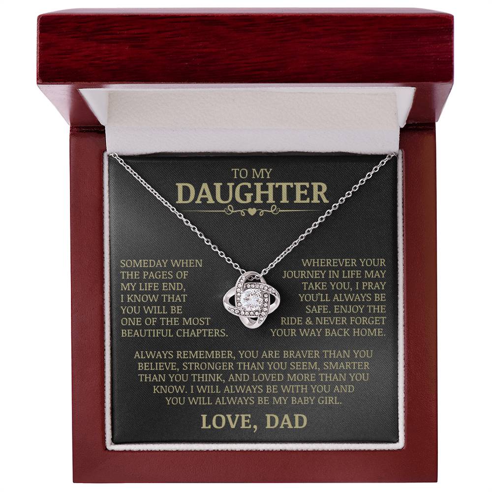 To My Daughter "Never Forget Your Way Back Home" Love Knot Necklace