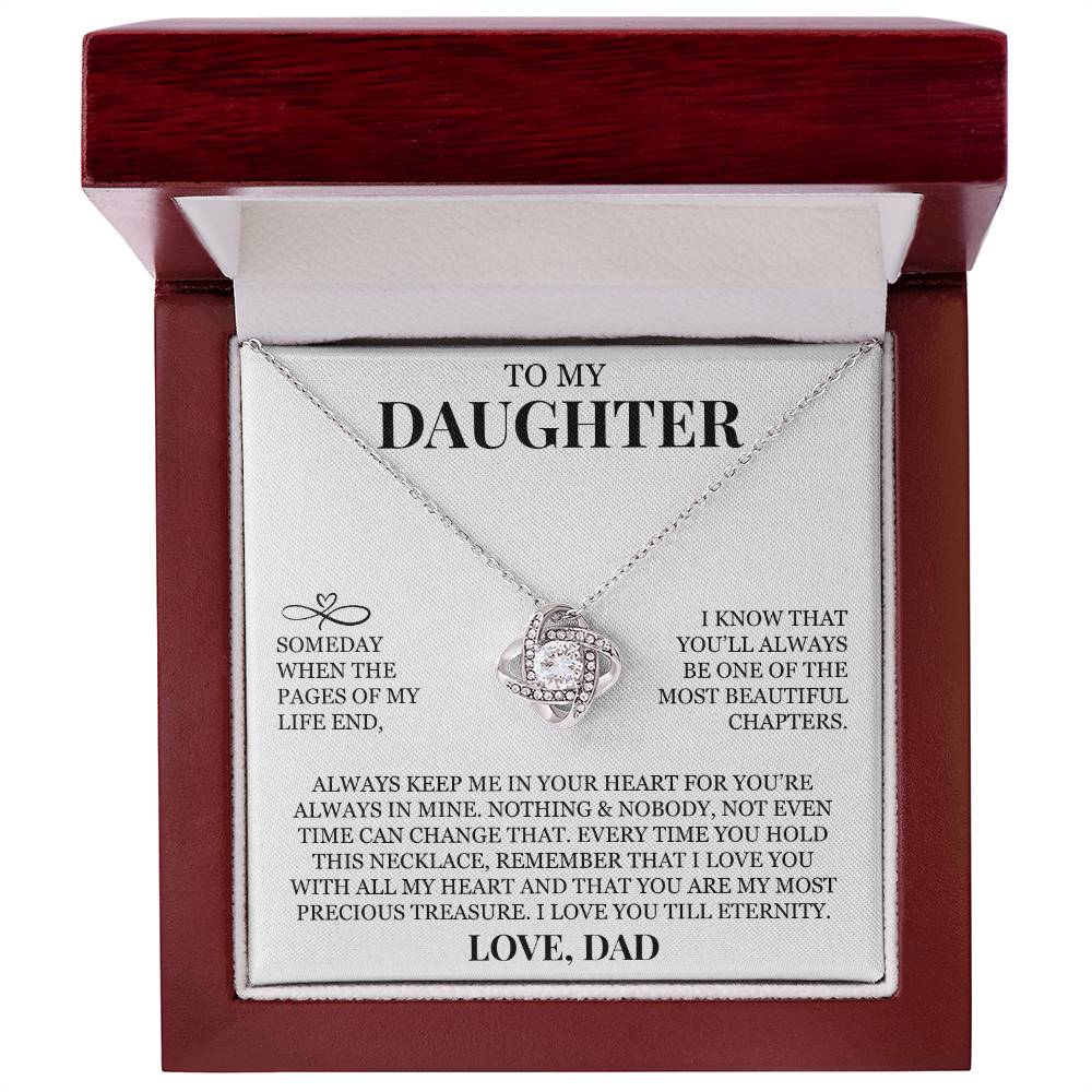 To My Daughter "Always Keep Me In Your Heart" Love Knot Necklace