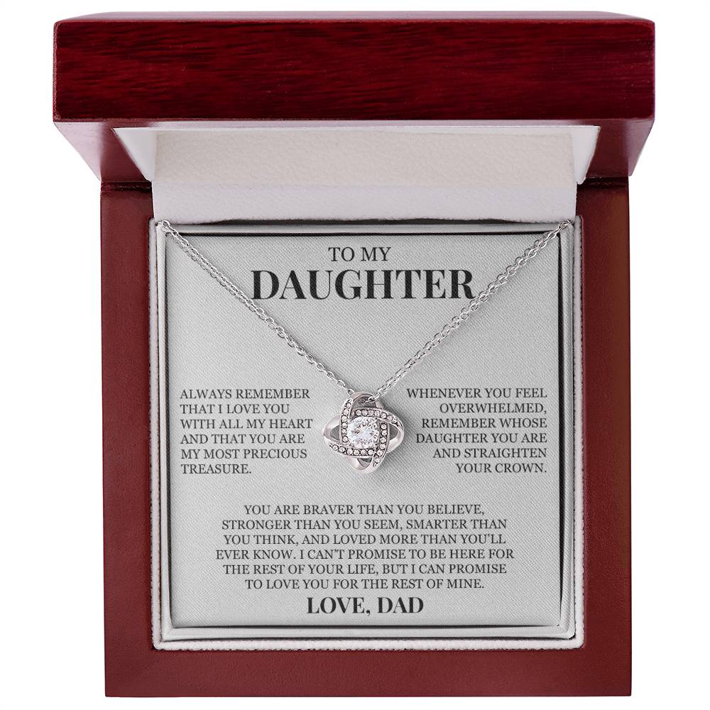 To My Daughter "Always Remember That I Love You" Love Knot Necklace