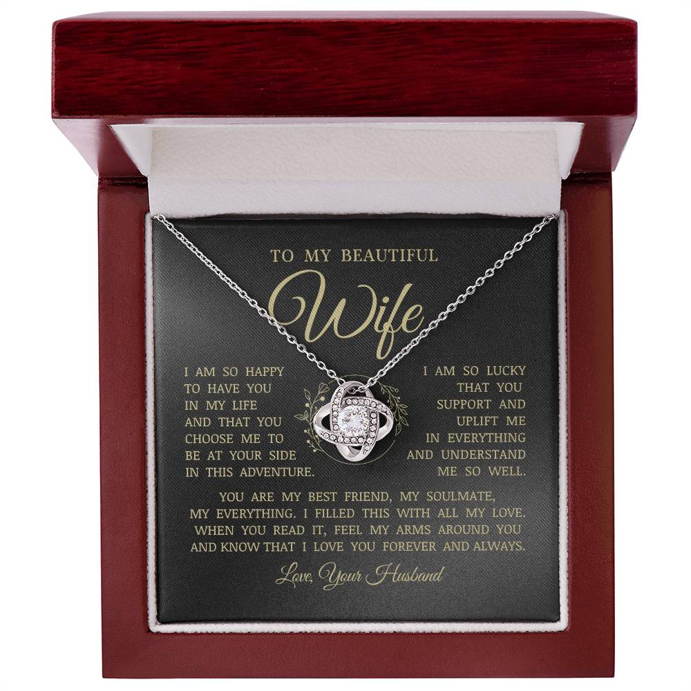 To My Beautiful Wife, Love Knot Necklace