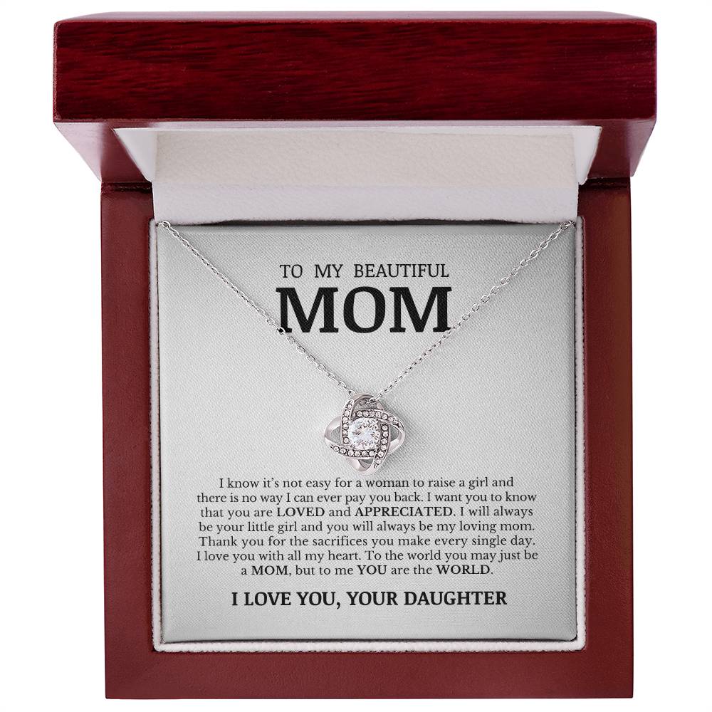 To My Beautiful Mom, Love Knot Necklace