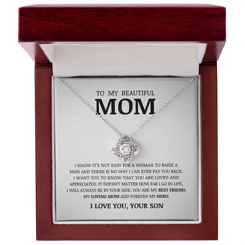 To My Beautiful Mom, Love Knot Necklace