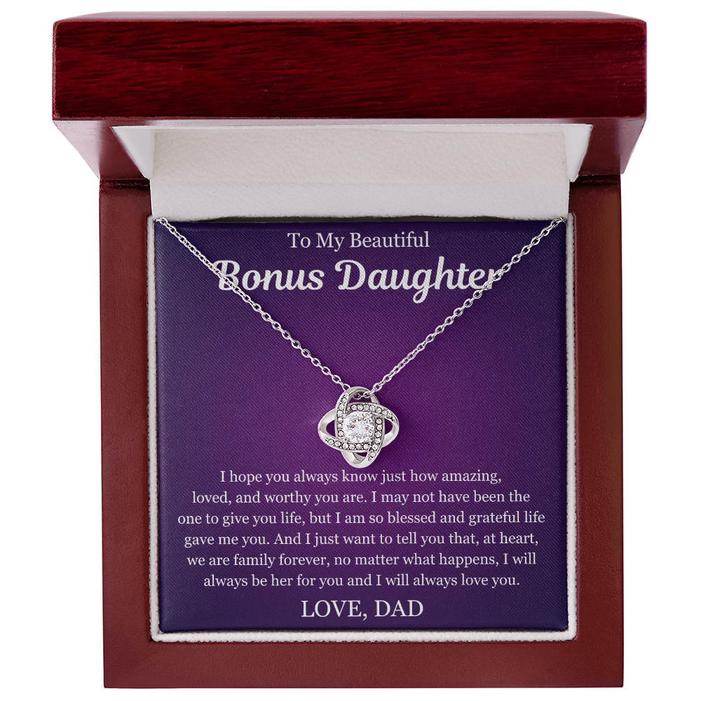 To My Beautiful Bonus Daughter - Love Knot Necklace