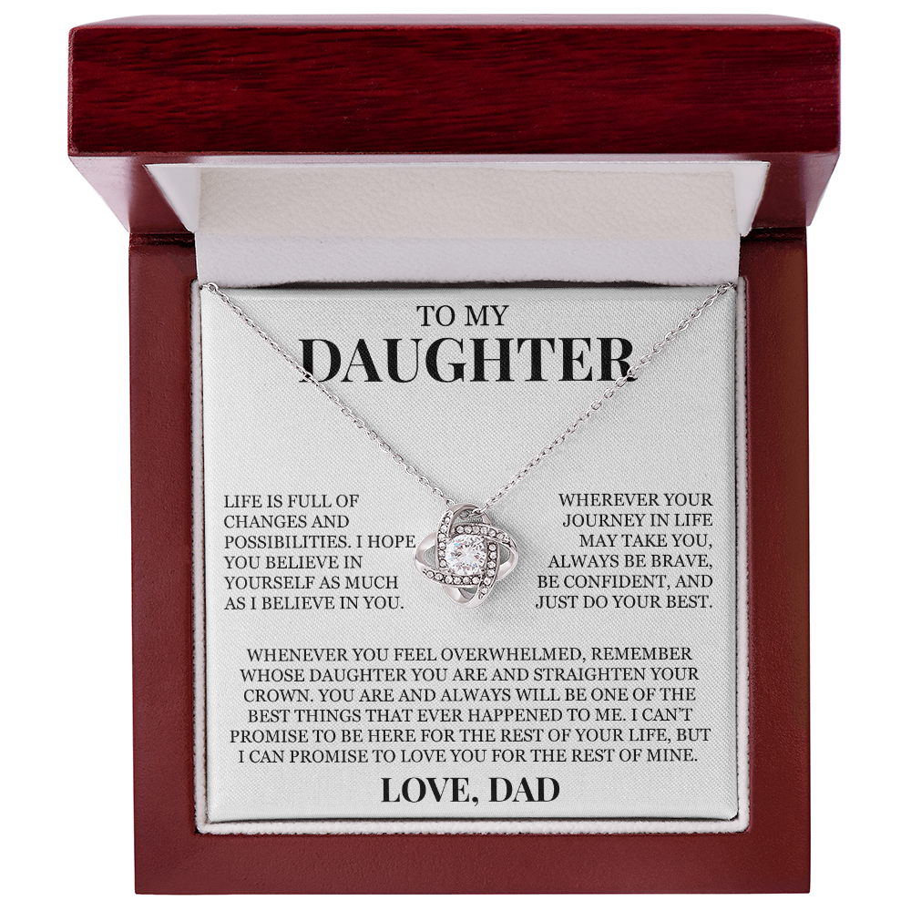 To My Daughter "I Believe In You" Love Knot Necklace