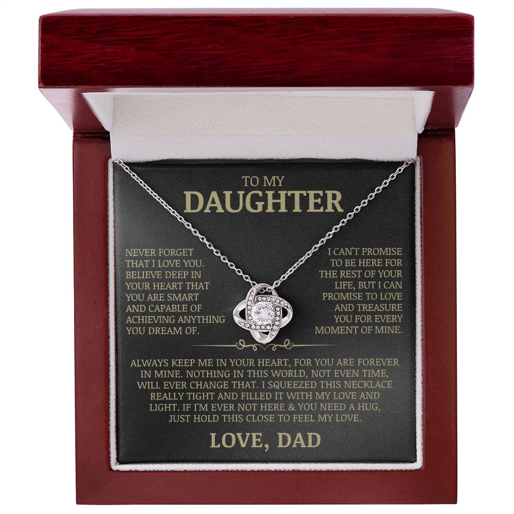 To My Daughter "Never Forget That I Love You" Love Knot Necklace