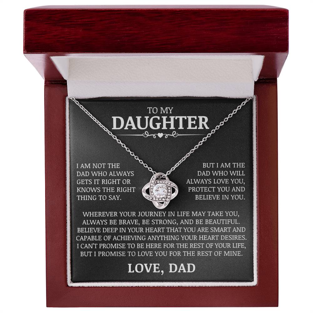 To My Daughter "Love You, Protect You and Believe In You" Love Knot Necklace