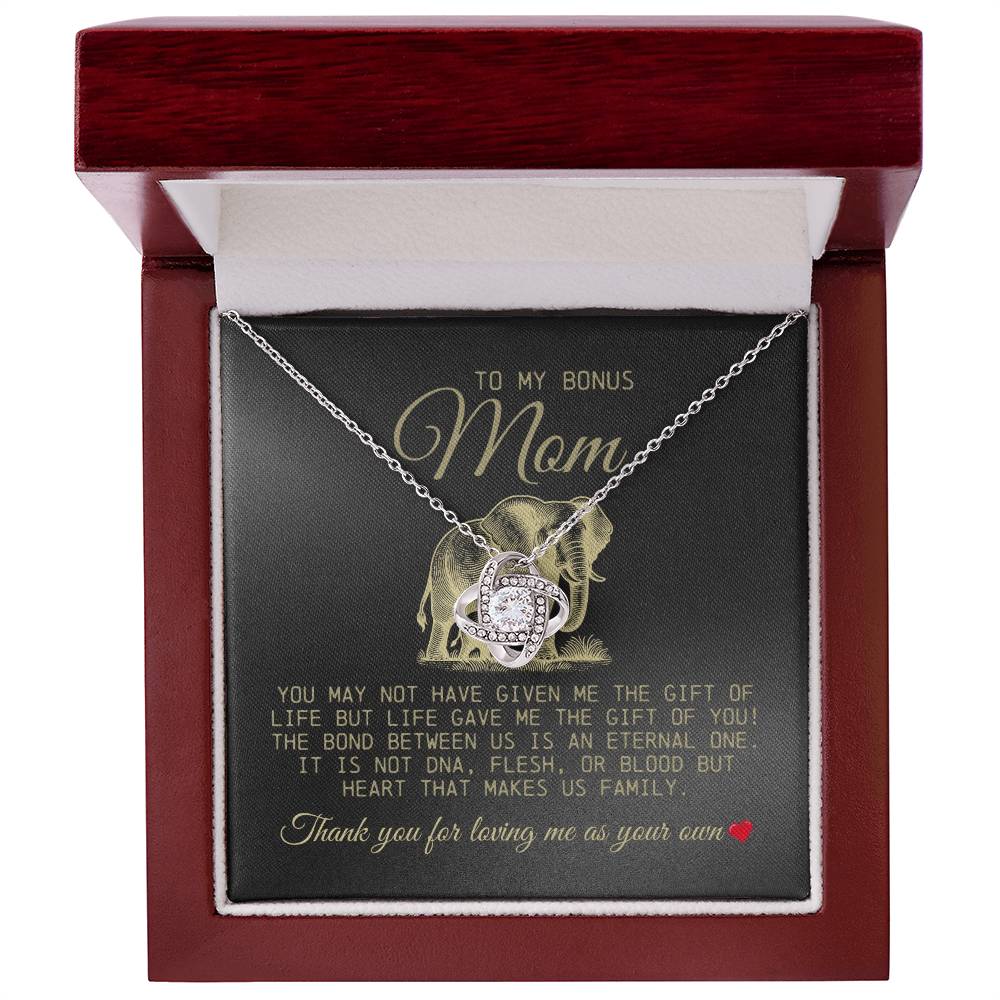 To My Bonus Mom "Thank You For Loving Me As Your Own" Love Knot Necklace