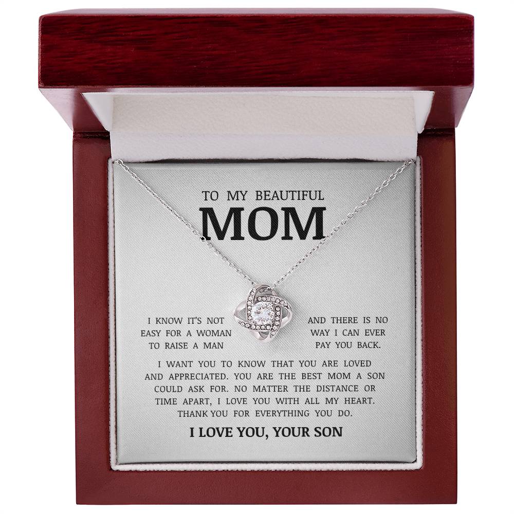 To My Beautiful Mom, Love Knot Necklace