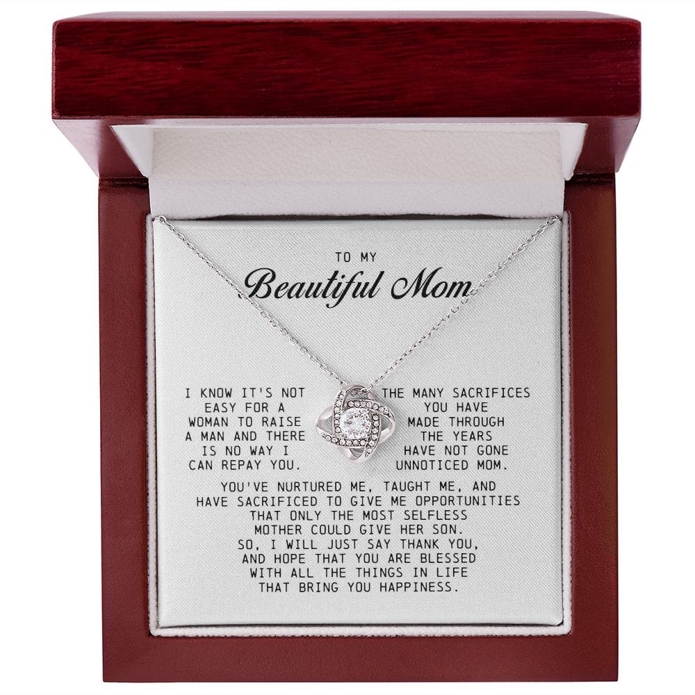 To My Beautiful Mom, Love Knot Necklace