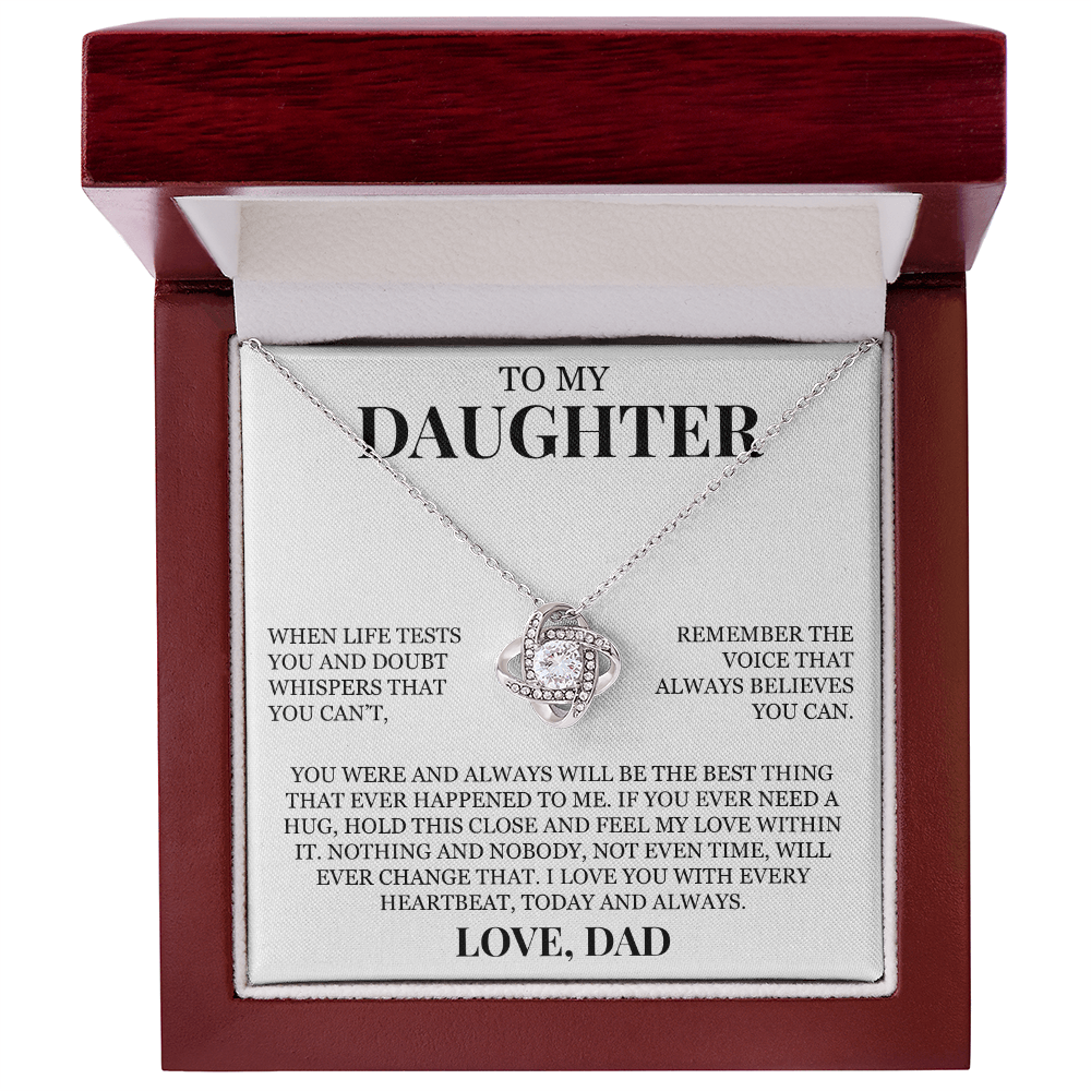 To My Daughter "I Love You With Every Heartbeat" Love Knot Necklace