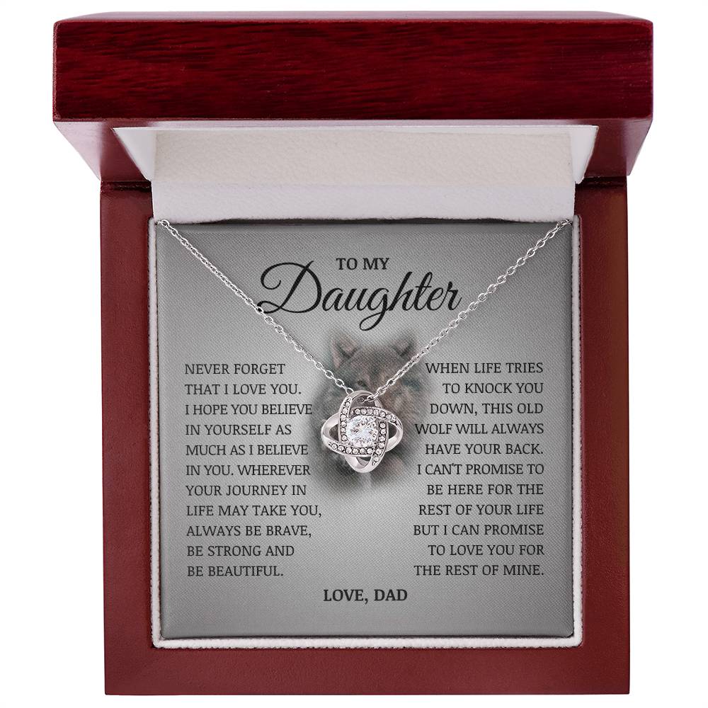 To My Daughter "I Believe In You" Love Knot Necklace