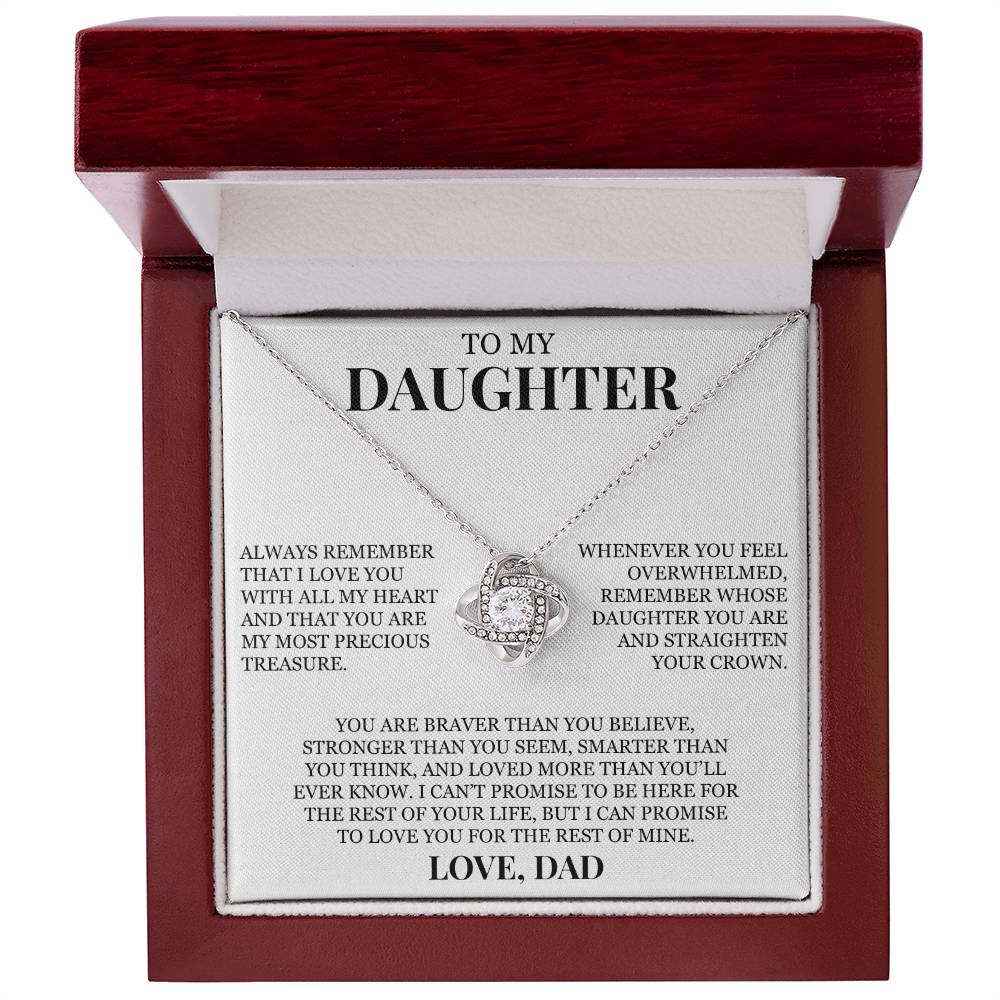 To My Daughter "You Are My Most Precious Treasure" Love Knot Necklace
