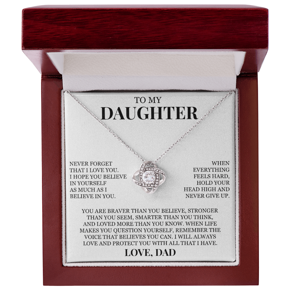 To My Daughter "Hold Your Head High" Love Knot Necklace
