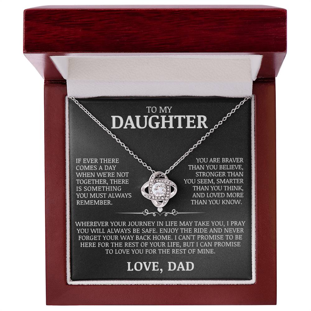To My Daughter "You Are Braver Than You Believe" Love Knot Necklace