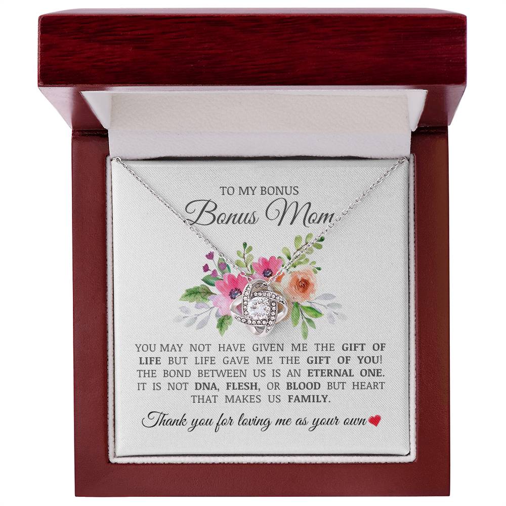 To My Bonus Mom "Thank You For Loving Me As Your Own" Love Knot Necklace